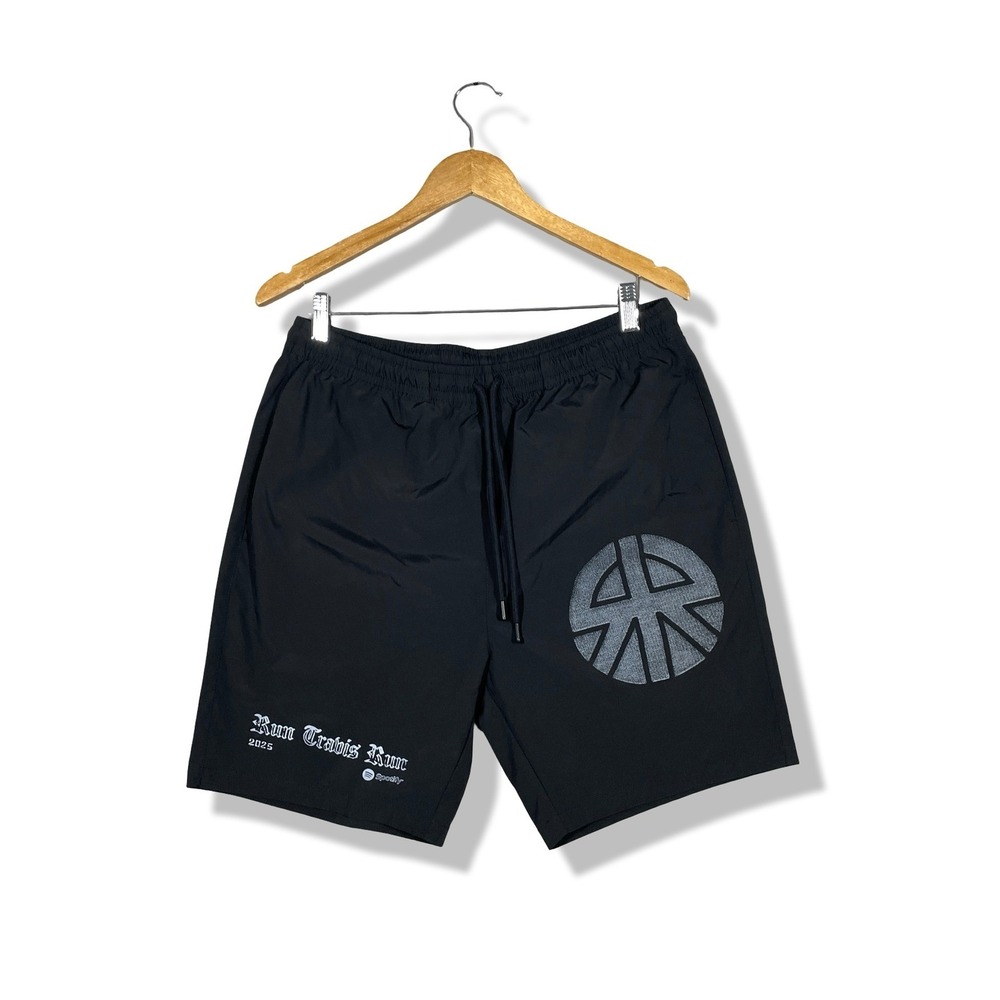 Spotify Run Travis Run 2025‎ Mens Black Athletic Shorts Sporty Retro Size Large
